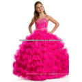 Luxuriöse Perlen Ballkleid gekräuselten Rock Perlen heißen rosa / Apfel grünen langen Mädchen Festzug Kleider CWFaf5279